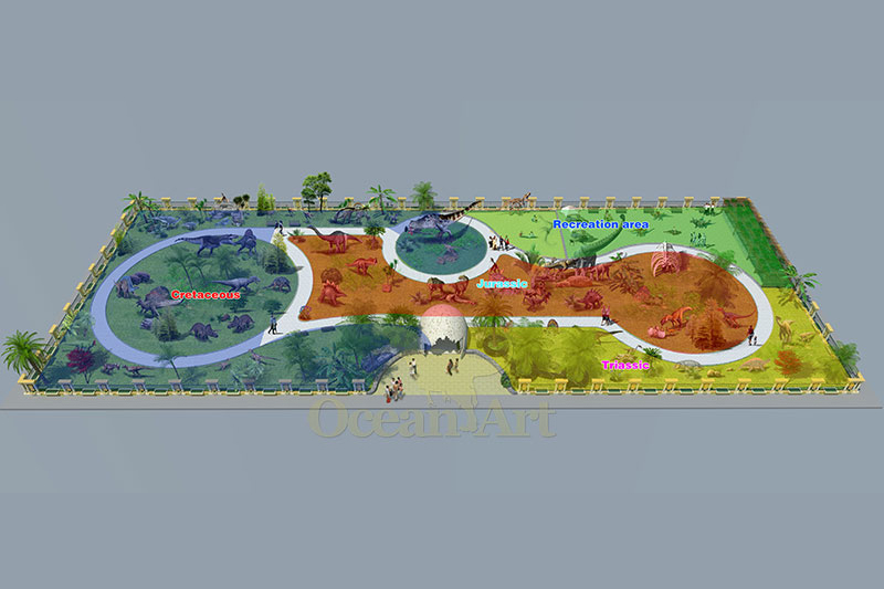 按照恐龍時代分別設計的效果圖